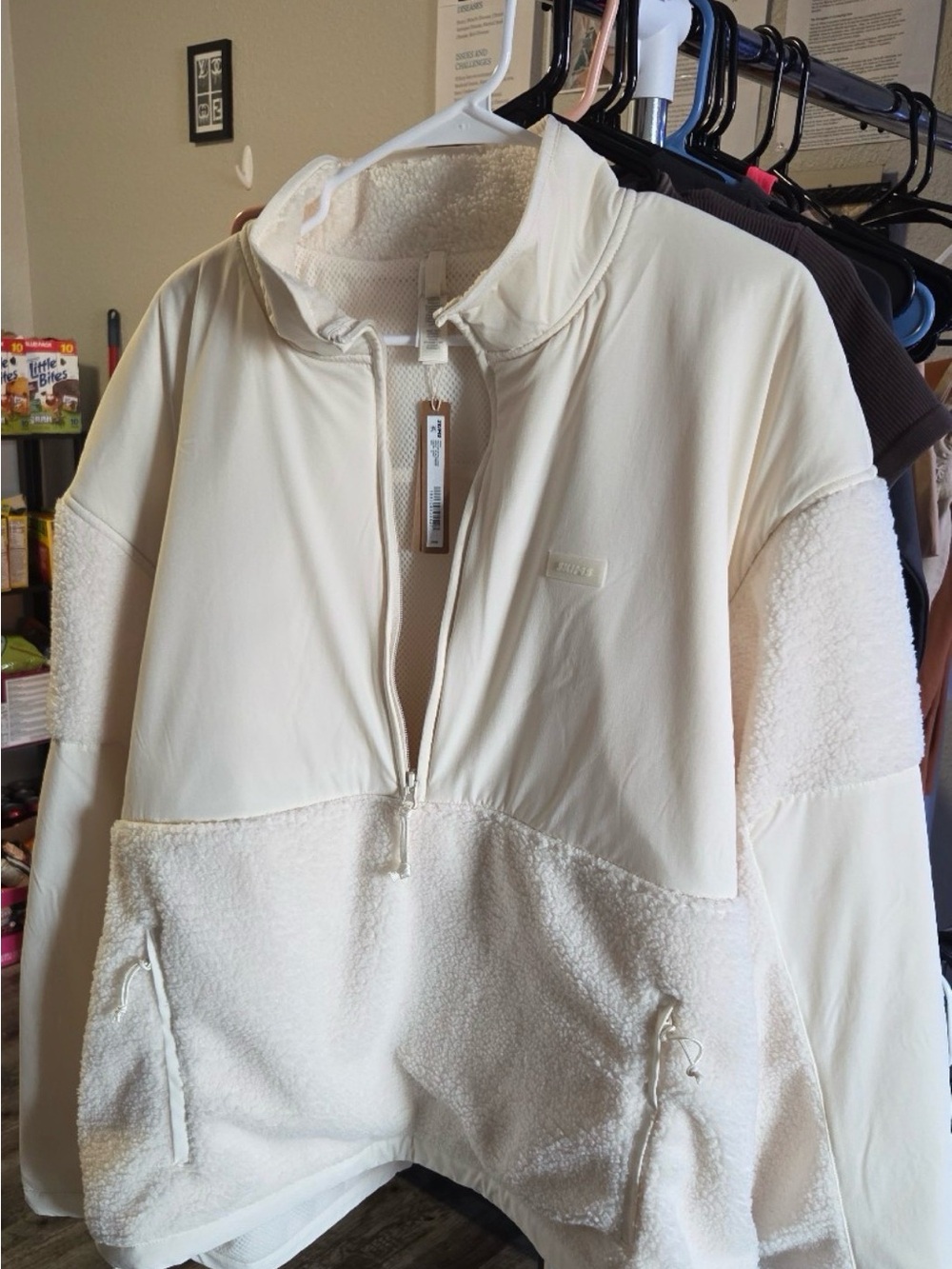 NWT SKIMS XL Teddy Oversized Half Zip Pullover in Ecru SOLD OUT